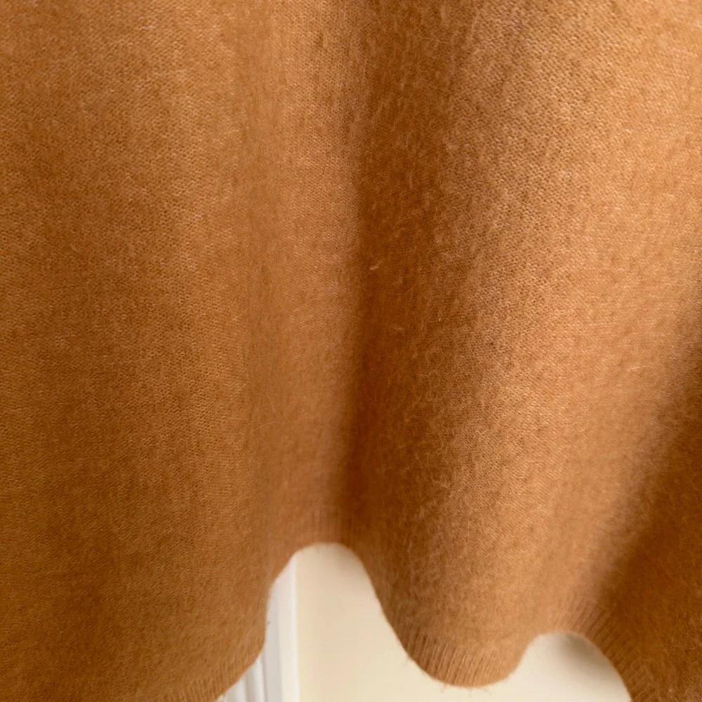 Free People Brookside Sweater Camel Brown Wool Alpaca Mock Neck Oversized Small